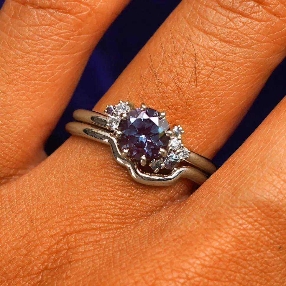 Alexandrite Cluster Ring with Band