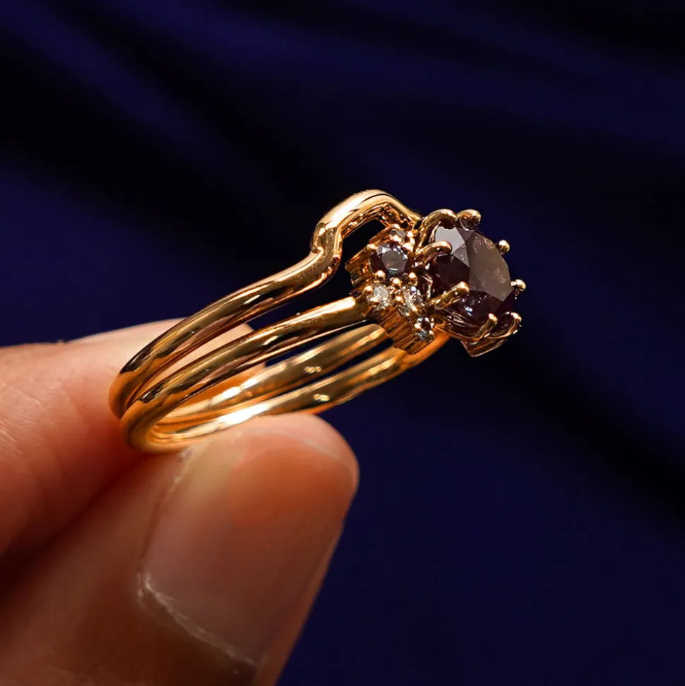 Alexandrite Cluster Ring with Band