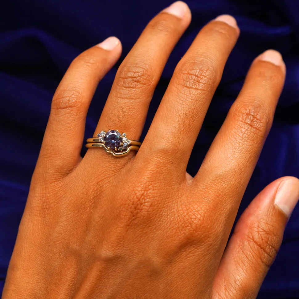 Alexandrite Cluster Ring with Band