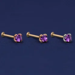 Amethyst Flatback Piercing