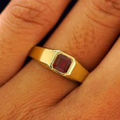 Asscher Moissanite Signet Ring