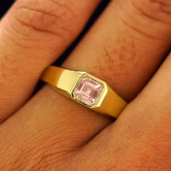 Asscher Moissanite Signet Ring