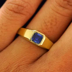 Asscher Moissanite Signet Ring