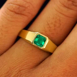 Asscher Moissanite Signet Ring