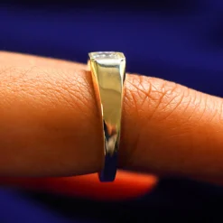 Asscher Moissanite Signet Ring