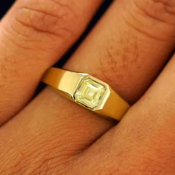 Asscher Moissanite Signet Ring