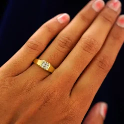 Asscher Moissanite Signet Ring