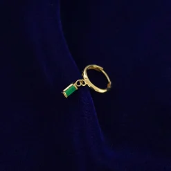 Baguette Emerald Dangle Hoop