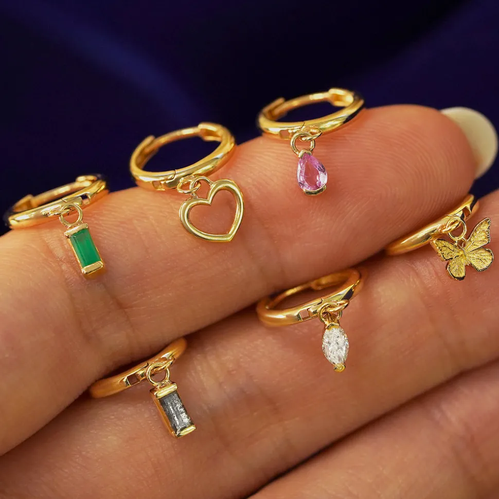 Baguette Emerald Dangle Hoop
