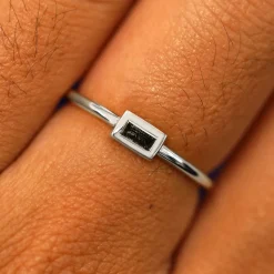 Baguette Salt and Pepper Diamond Ring