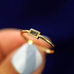 Baguette Salt and Pepper Diamond Ring