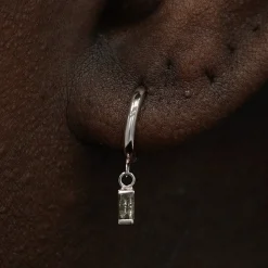 Baguette Salt and Pepper Diamond Dangle Hoop