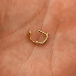 Blue Sapphire Huggie Hoop