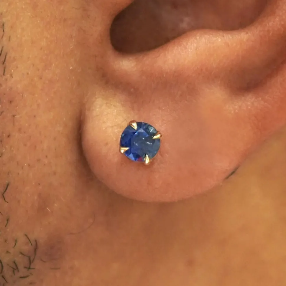 Blue Sapphire Pressure Lock Earring