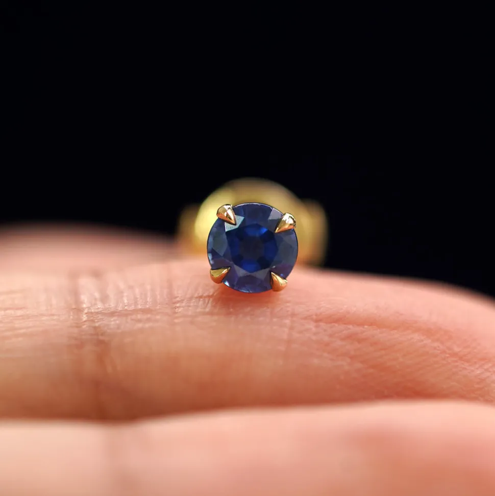 Blue Sapphire Pressure Lock Earring