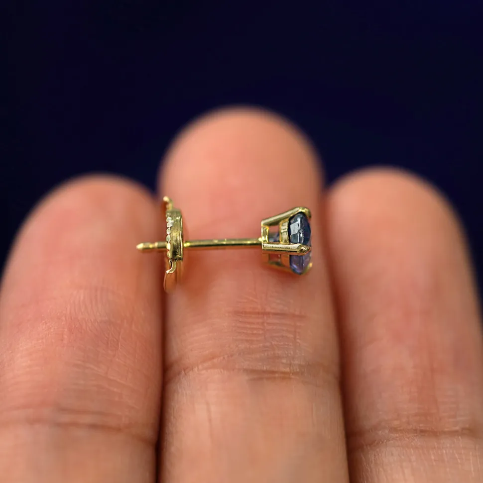 Blue Sapphire Pressure Lock Earring