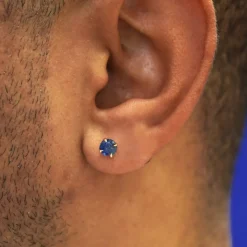 Blue Sapphire Pressure Lock Earring