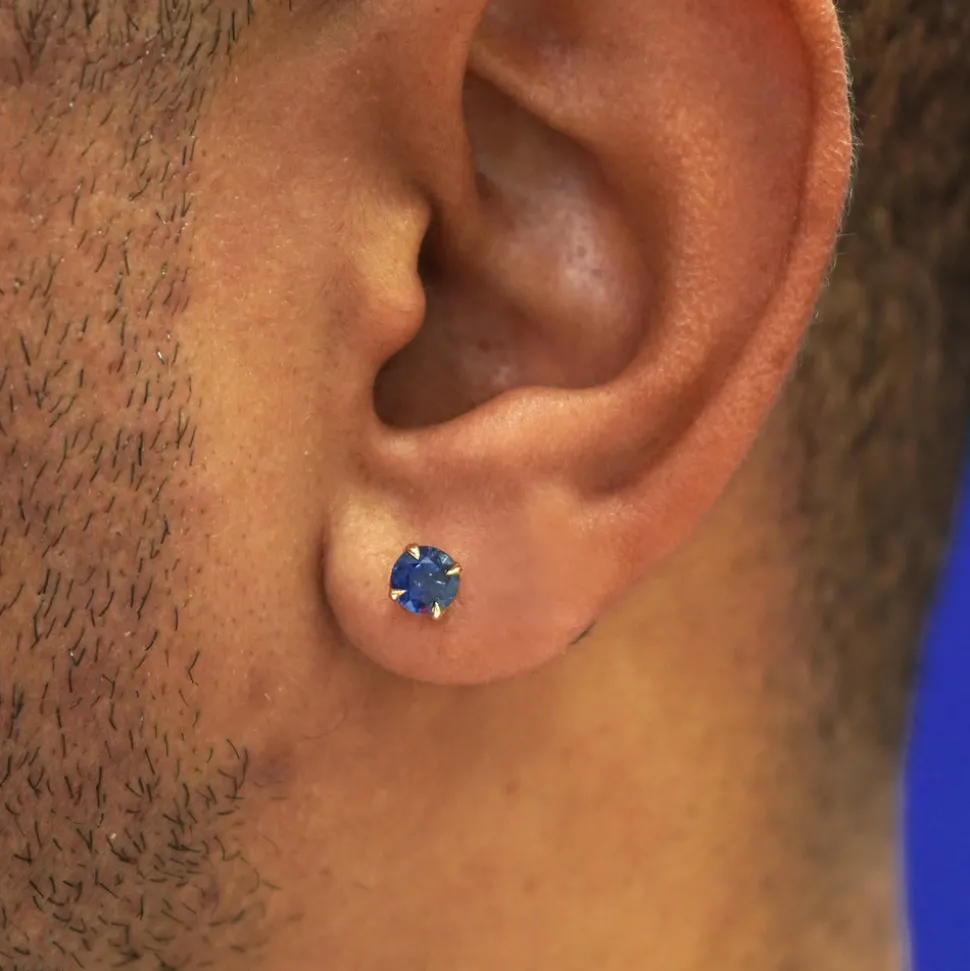 Blue Sapphire Pressure Lock Earring