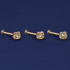 Champagne Diamond Flatback Piercing