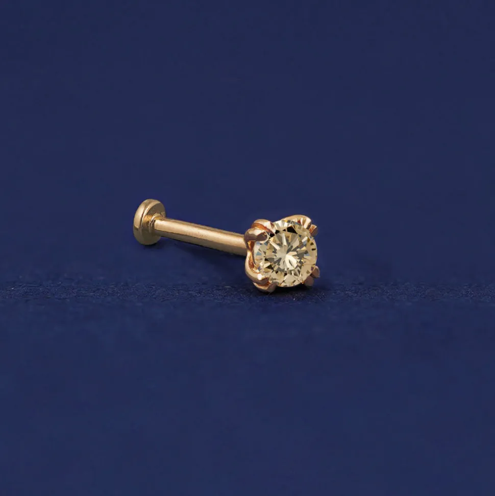 Champagne Diamond Flatback Piercing