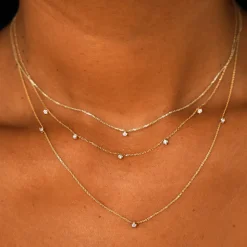 3 Diamond Cable Necklace