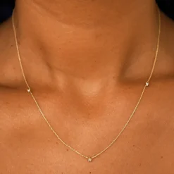 3 Diamond Cable Necklace