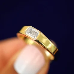 Emerald Cut Lab Diamond Signet Ring