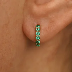 Emerald Huggie Hoop