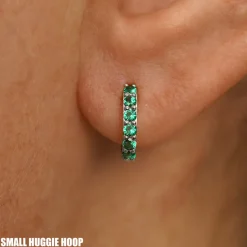 Emerald Huggie Hoop