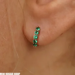 Emerald Huggie Hoop