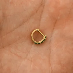 Emerald Huggie Hoop