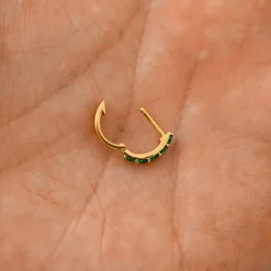 Emerald Huggie Hoop
