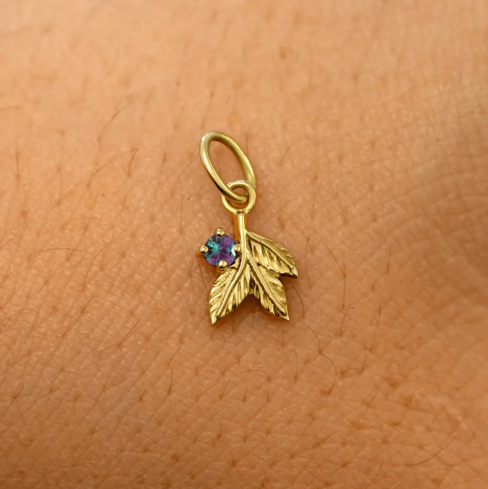Gemstone 3 Leaves Charm