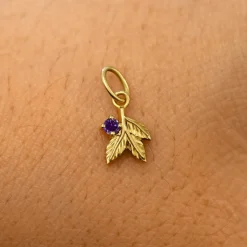 Gemstone 3 Leaves Charm