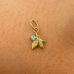 Gemstone 3 Leaves Charm