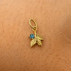 Gemstone 3 Leaves Charm