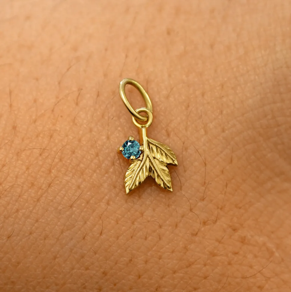 Gemstone 3 Leaves Charm