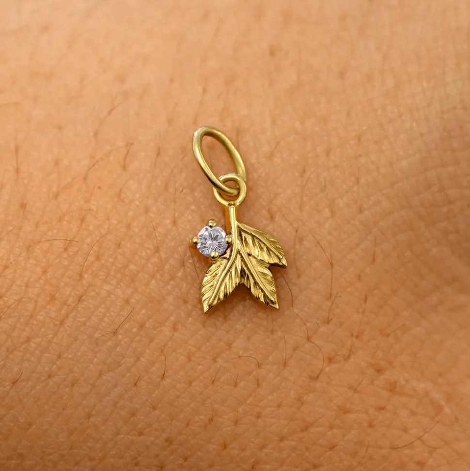 Gemstone 3 Leaves Charm