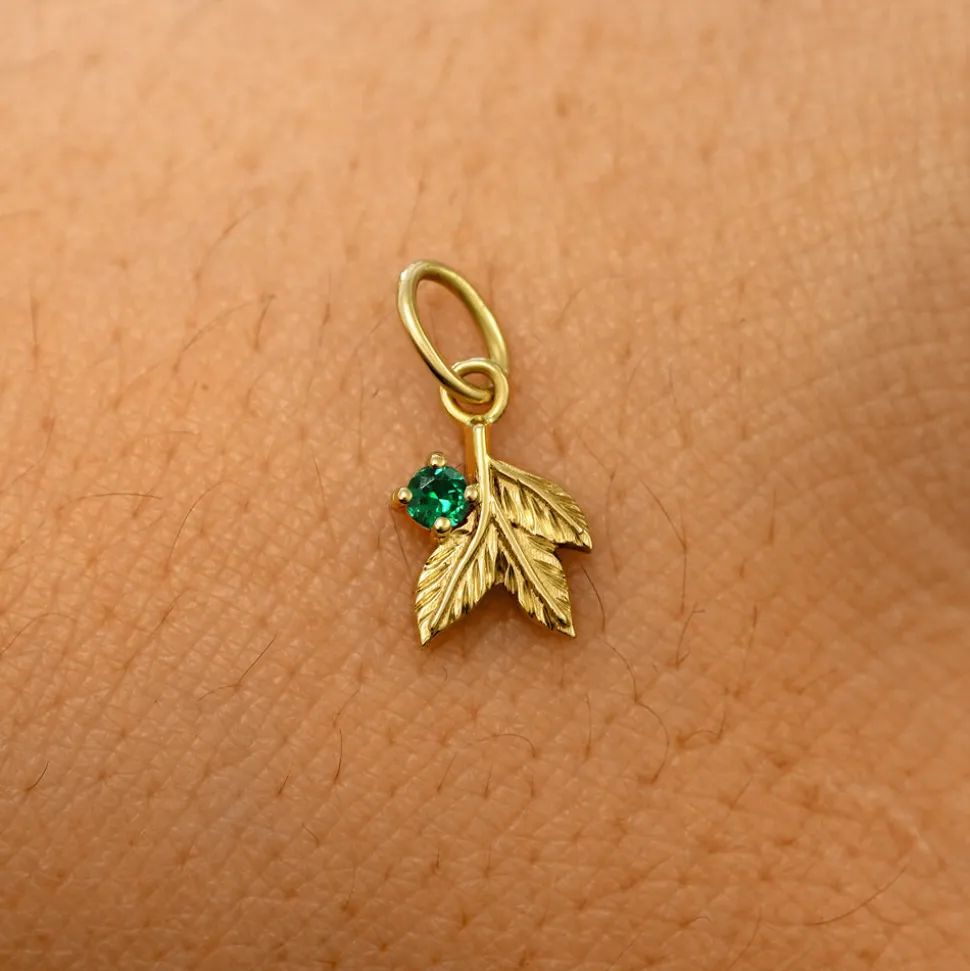 Gemstone 3 Leaves Charm