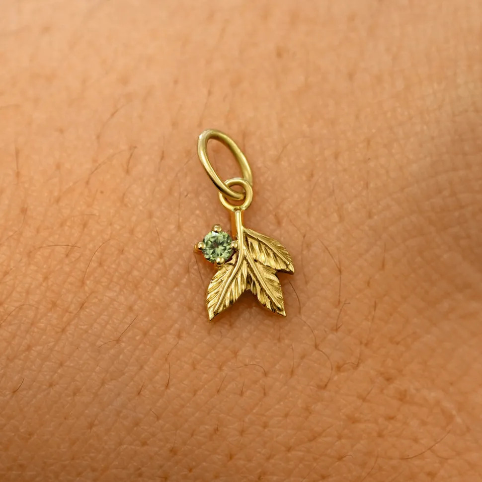Gemstone 3 Leaves Charm