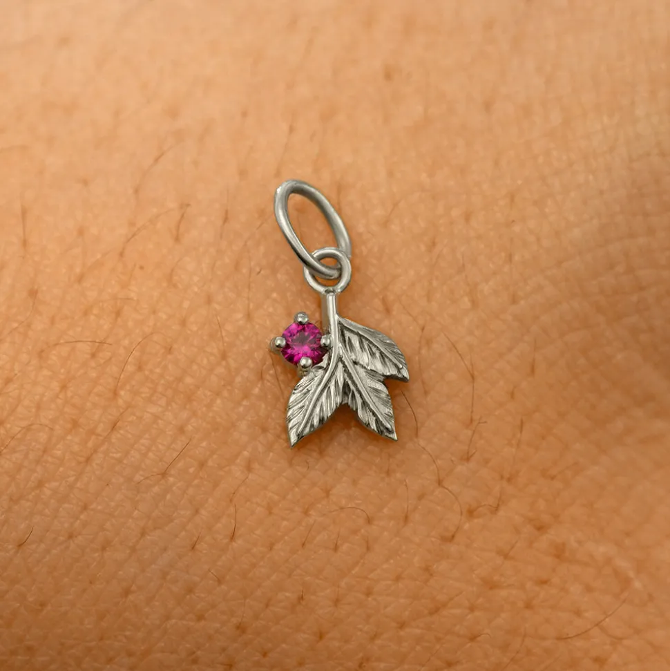 Gemstone 3 Leaves Charm