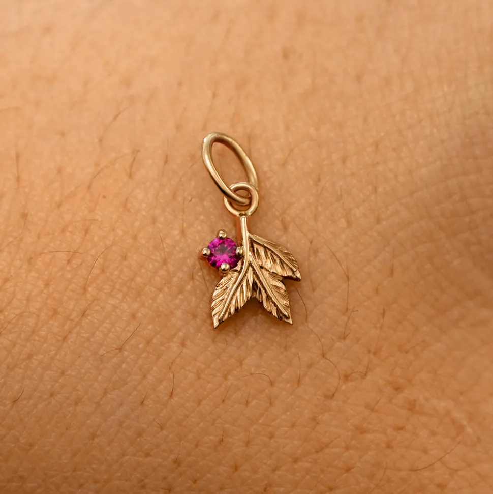 Gemstone 3 Leaves Charm