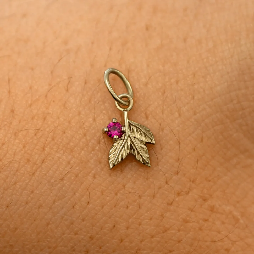Gemstone 3 Leaves Charm