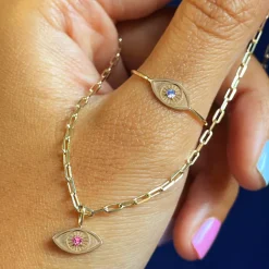 Gemstone Evil Eye Ring