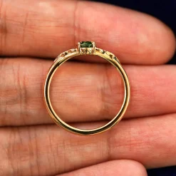 Green Diamond Leaves Ring