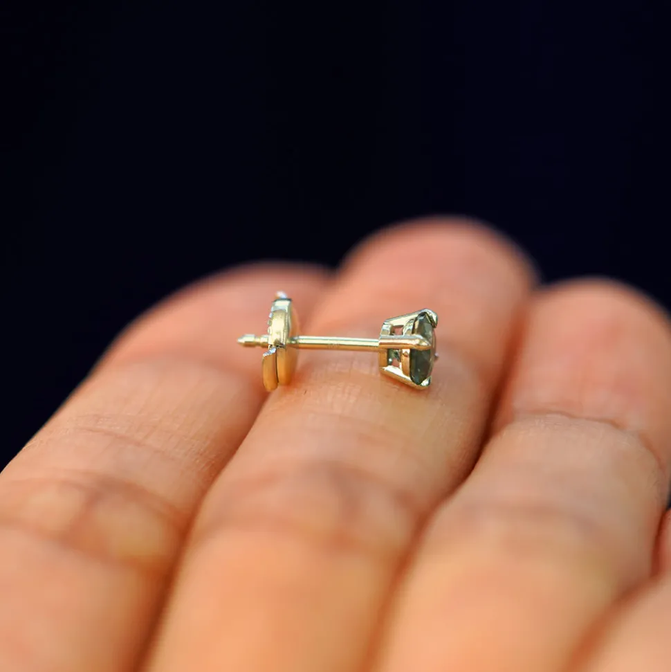 Green Sapphire Pressure Lock Earring