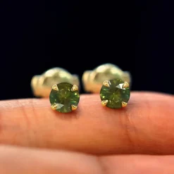 Green Sapphire Pressure Lock Earring