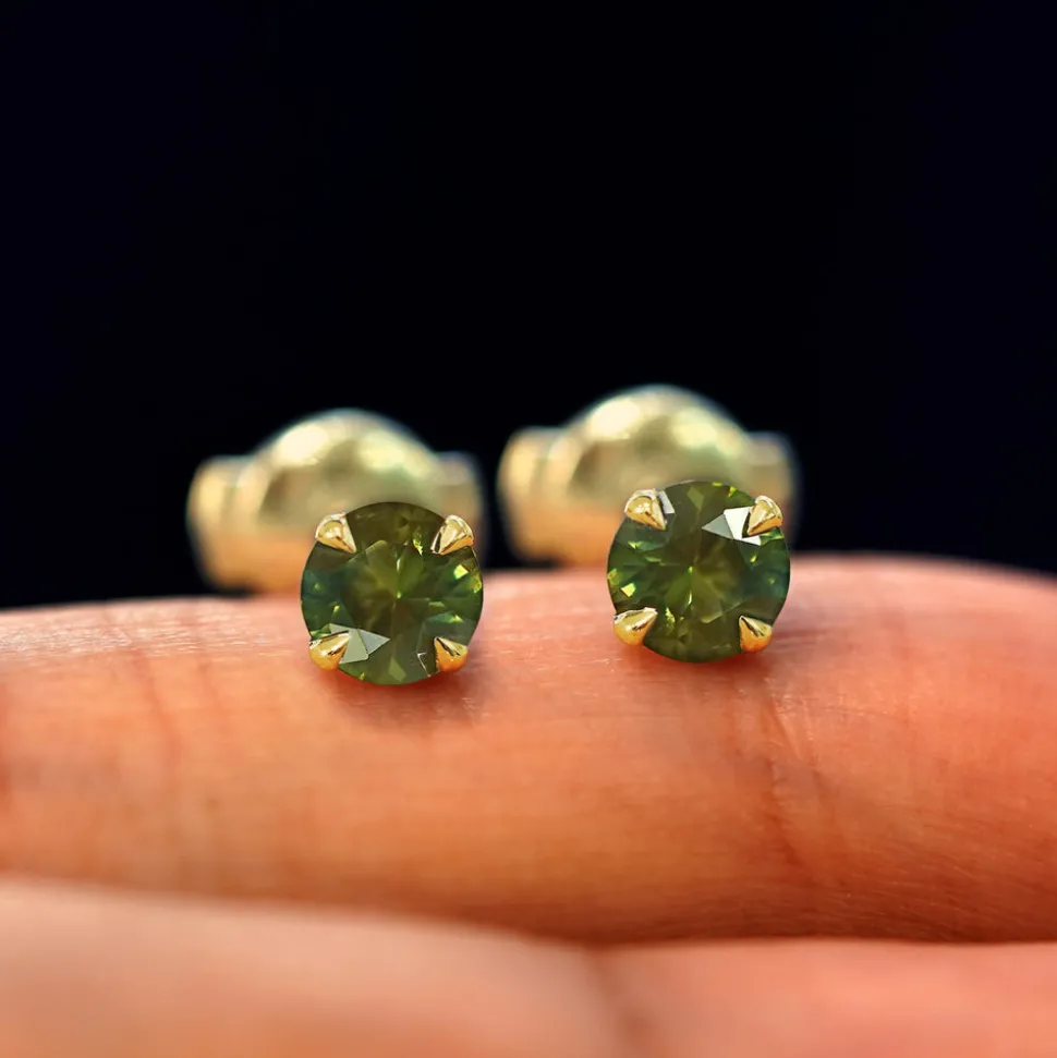 Green Sapphire Pressure Lock Earring