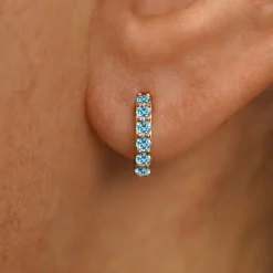 Light Blue Lab Diamond Huggie Hoop