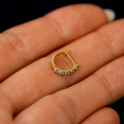 Light Blue Lab Diamond Huggie Hoop